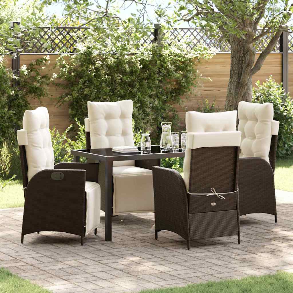 Have Spisebordssæt med pude 5 pcs Brun polyrattan