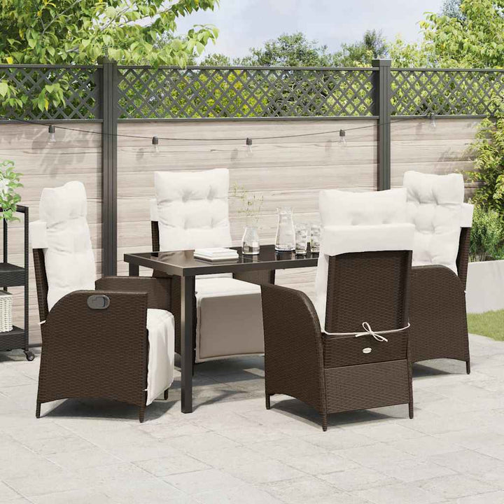 Have Spisebordssæt med pude 5 pcs Brun polyrattan