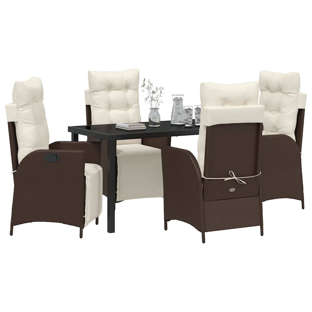 Have Spisebordssæt med pude 5 pcs Brun polyrattan