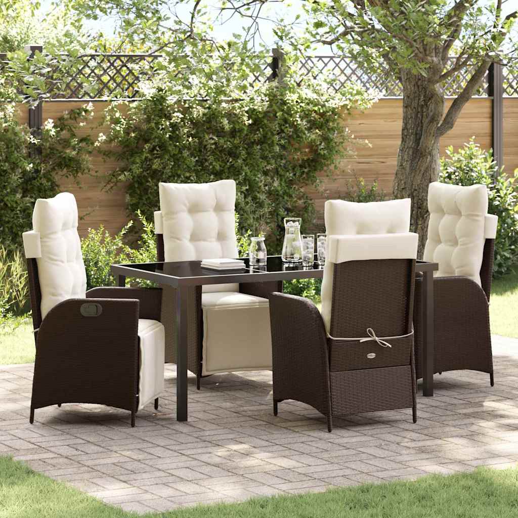 Have Spisebordssæt med pude 5 pcs Brun polyrattan