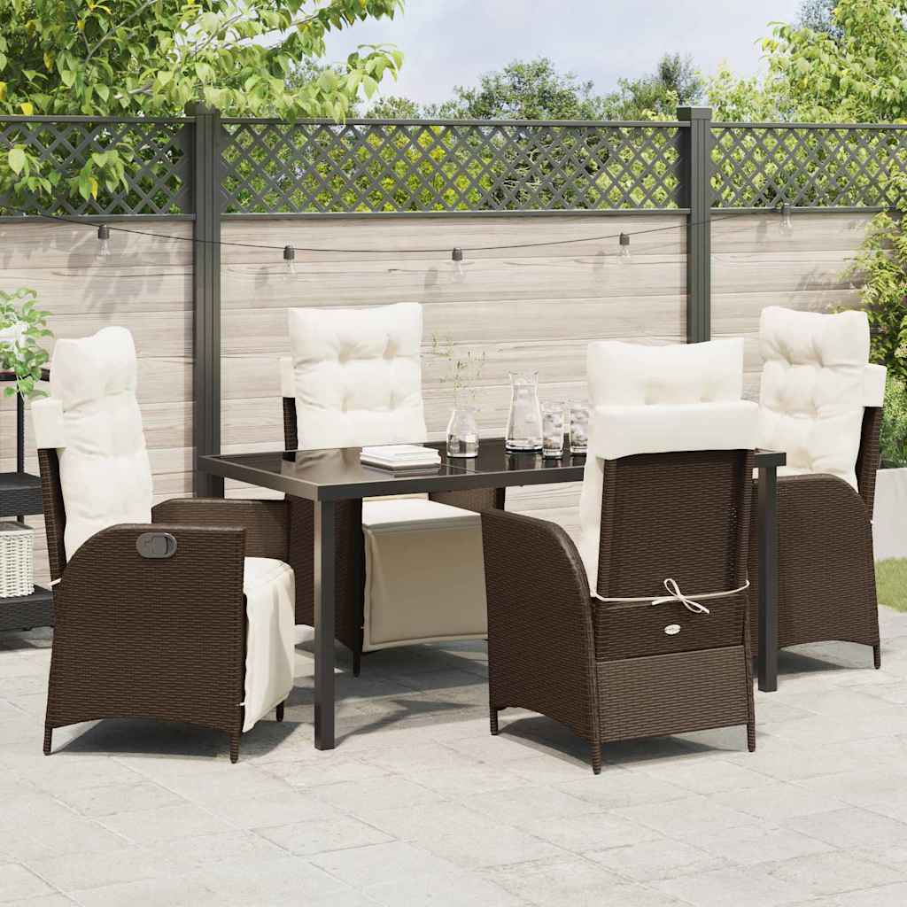 Have Spisebordssæt med pude 5 pcs Brun polyrattan