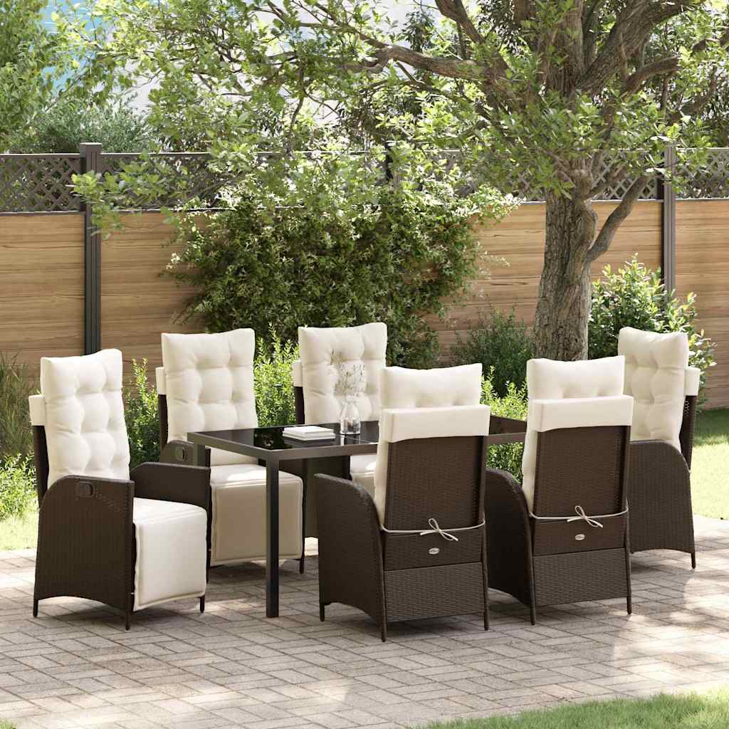 Have Spisebordssæt med pude 7 pcs Brun polyrattan
