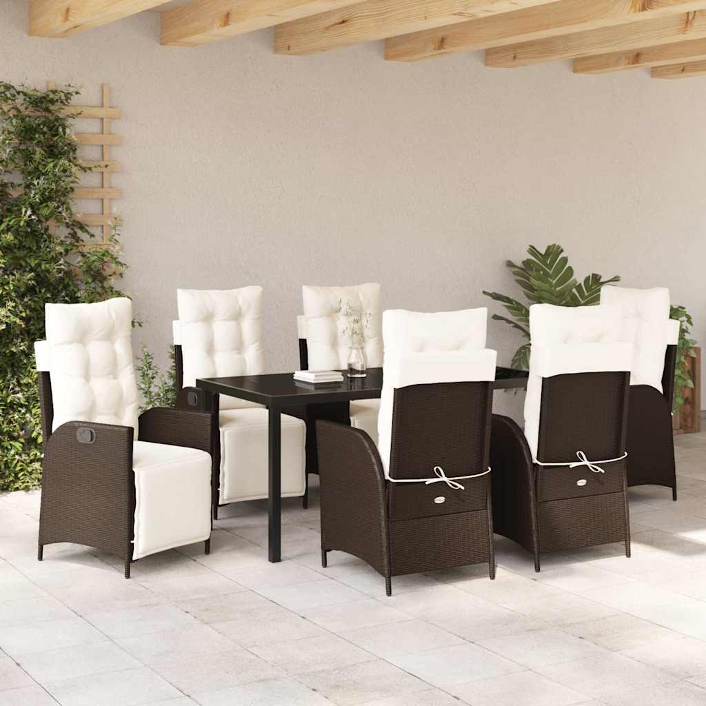 Have Spisebordssæt med pude 7 pcs Brun polyrattan