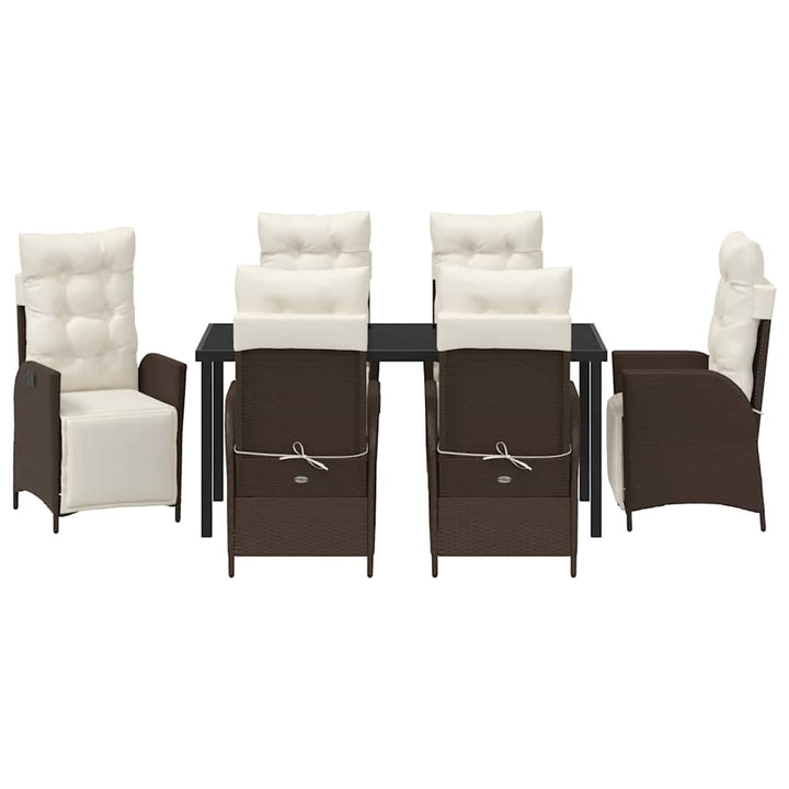 Have Spisebordssæt med pude 7 pcs Brun polyrattan