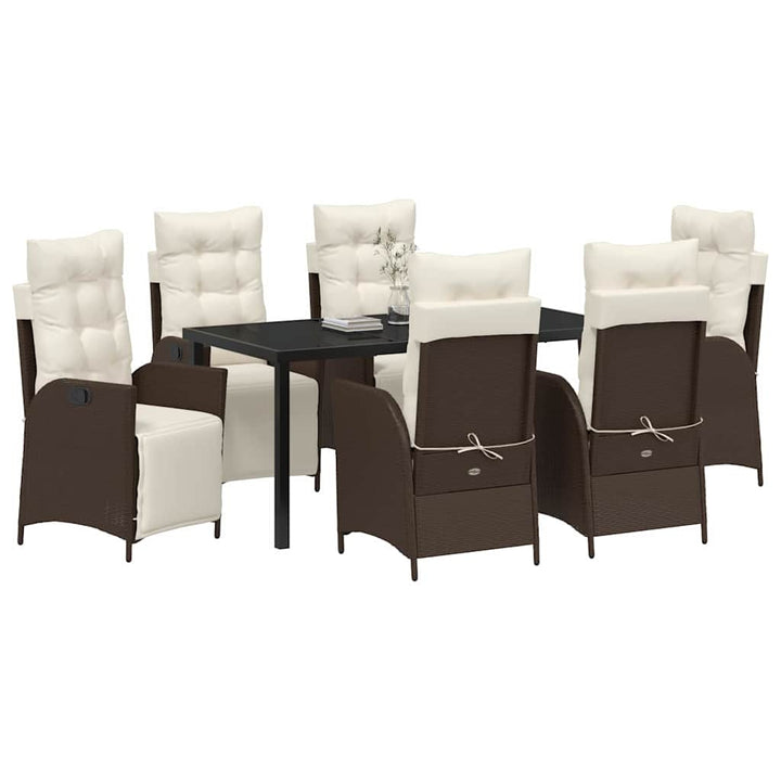 Have Spisebordssæt med pude 7 pcs Brun polyrattan