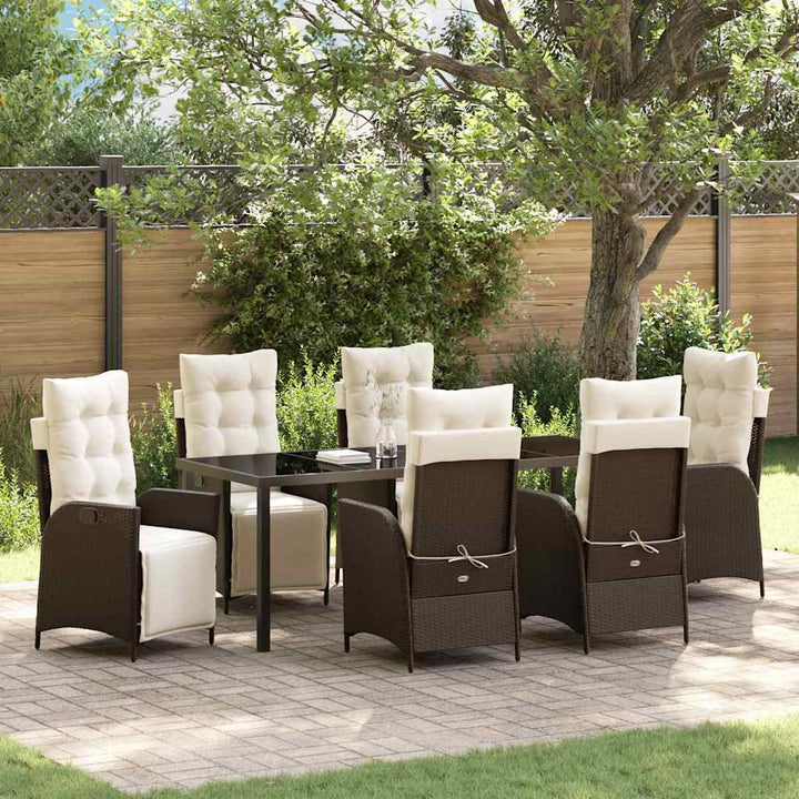Have Spisebordssæt med pude 7 pcs Brun polyrattan