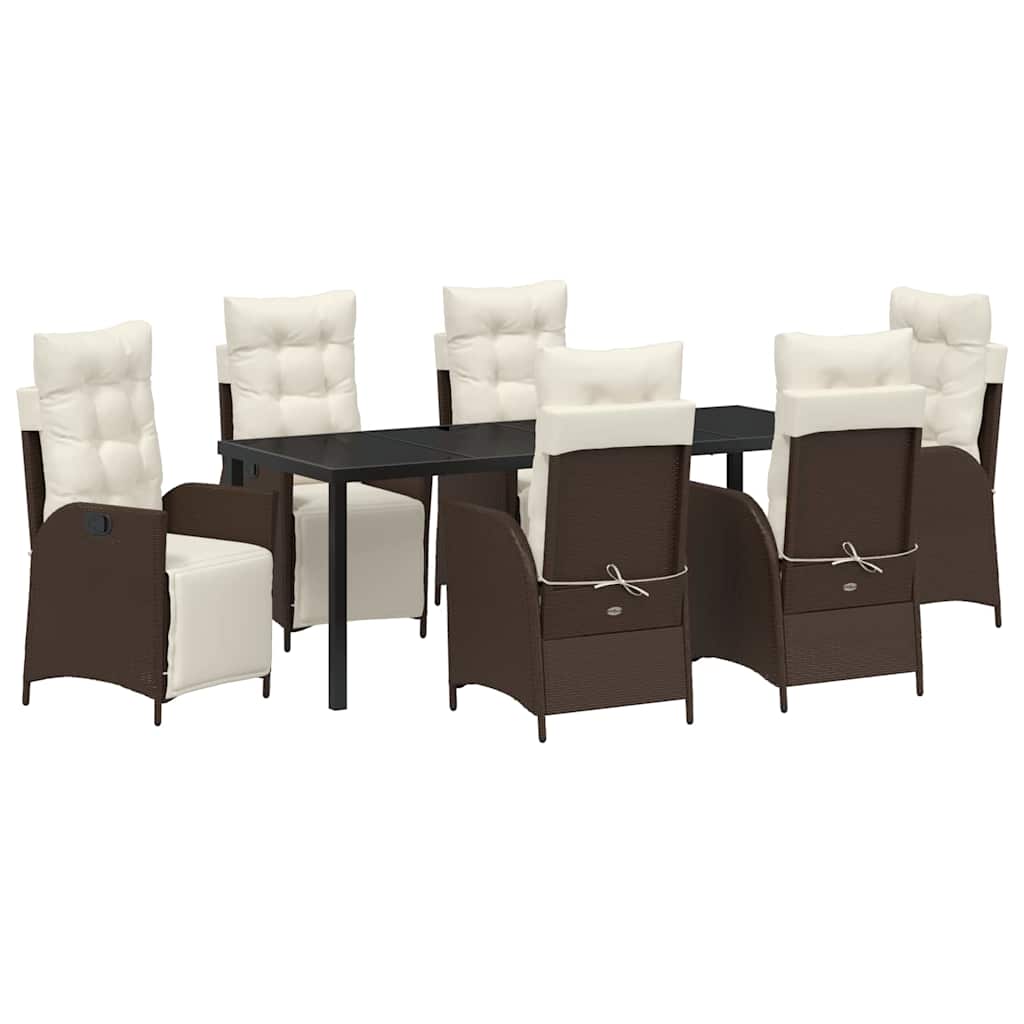 Have Spisebordssæt med pude 7 pcs Brun polyrattan