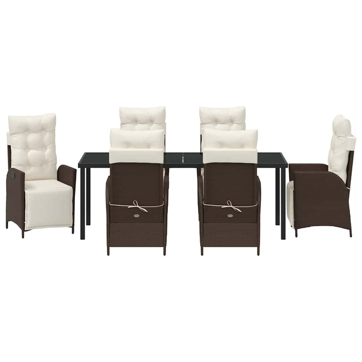 Have Spisebordssæt med pude 7 pcs Brun polyrattan