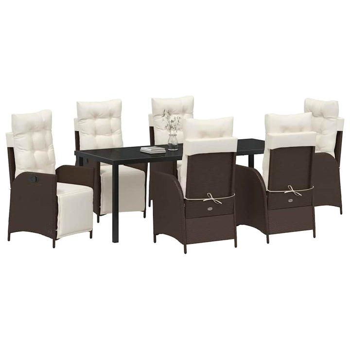 Have Spisebordssæt med pude 7 pcs Brun polyrattan