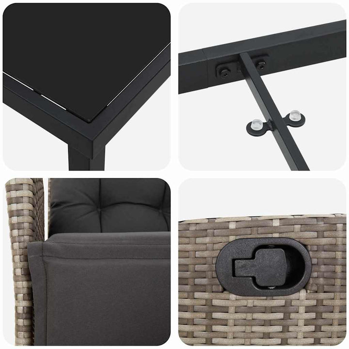 Have Spisebordssæt med pude 3 pcs Grå polyrattan