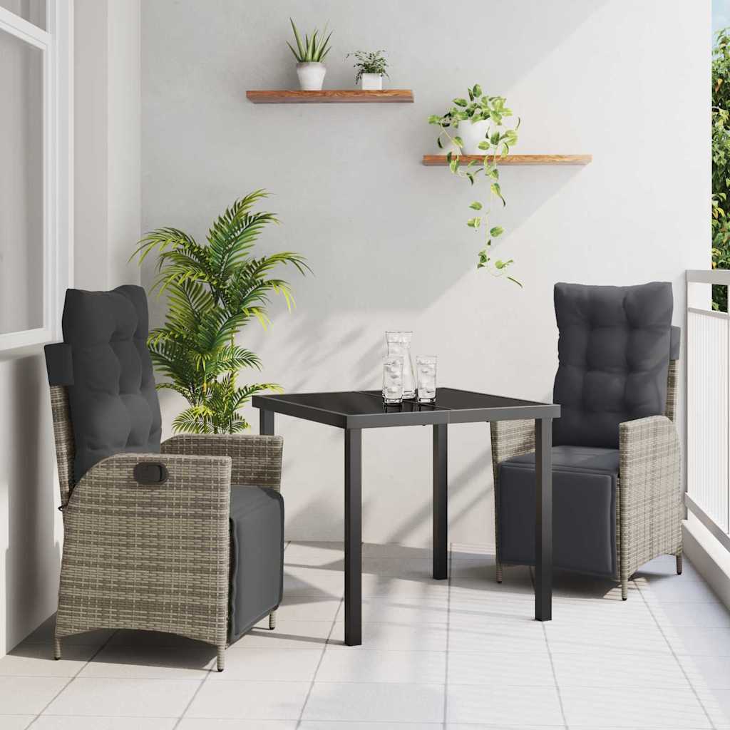 Have Spisebordssæt med pude 3 pcs Grå polyrattan