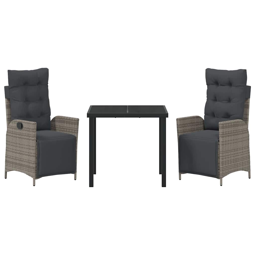Have Spisebordssæt med pude 3 pcs Grå polyrattan