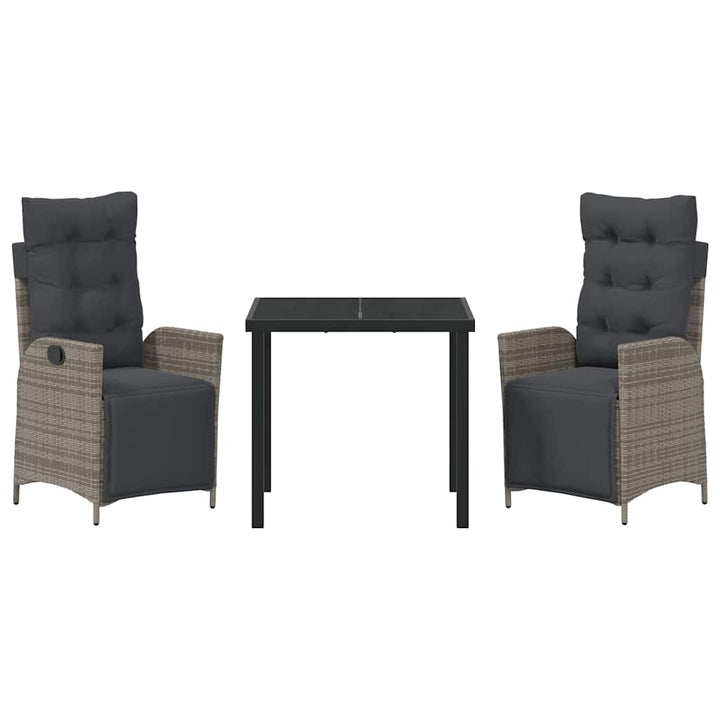 Have Spisebordssæt med pude 3 pcs Grå polyrattan