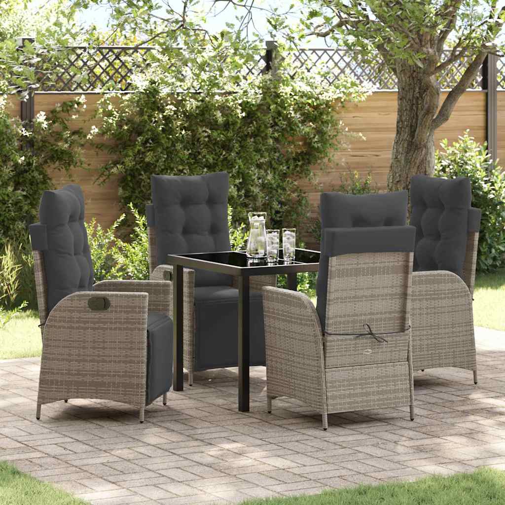 Have Spisebordssæt med pude 5 pcs Grå polyrattan