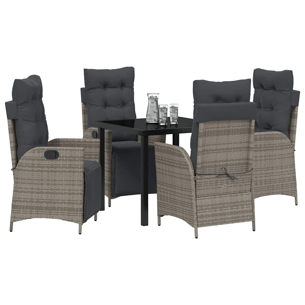 Have Spisebordssæt med pude 5 pcs Grå polyrattan