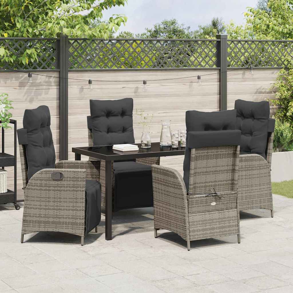 Have Spisebordssæt med pude 5 pcs Grå polyrattan
