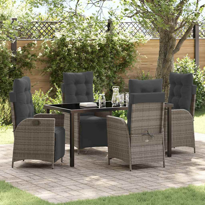 Have Spisebordssæt med pude 5 pcs Grå polyrattan