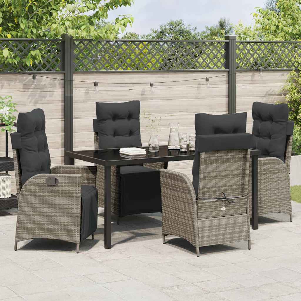 Have Spisebordssæt med pude 5 pcs Grå polyrattan