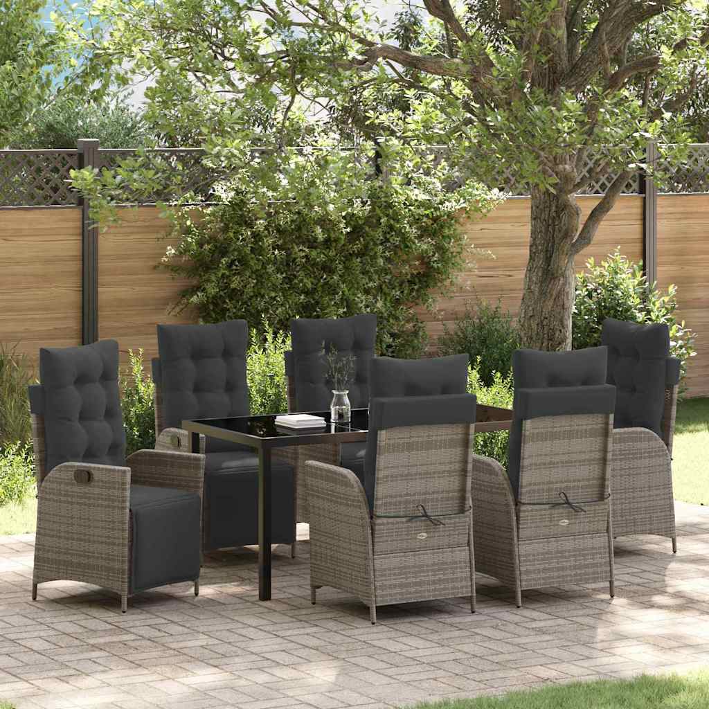 Have Spisebordssæt med pude 7 pcs Grå polyrattan