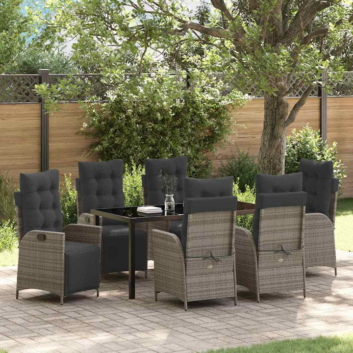 Have Spisebordssæt med pude 7 pcs Grå polyrattan