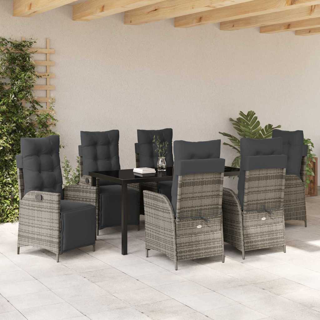 Have Spisebordssæt med pude 7 pcs Grå polyrattan