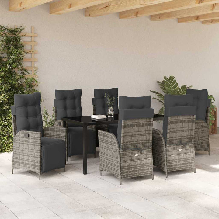 Have Spisebordssæt med pude 7 pcs Grå polyrattan