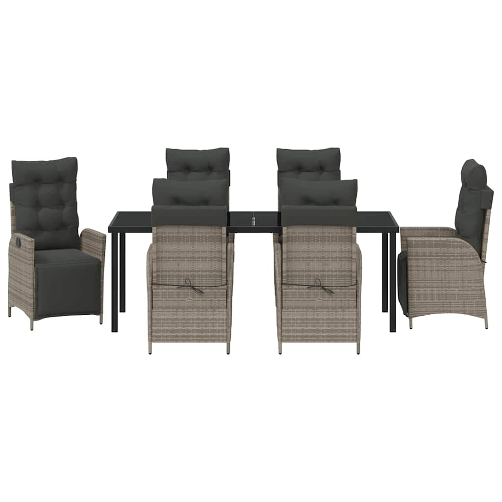 Have Spisebordssæt med pude 7 pcs Grå polyrattan