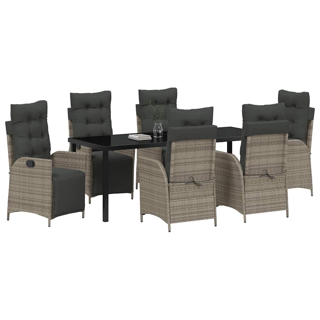 Have Spisebordssæt med pude 7 pcs Grå polyrattan
