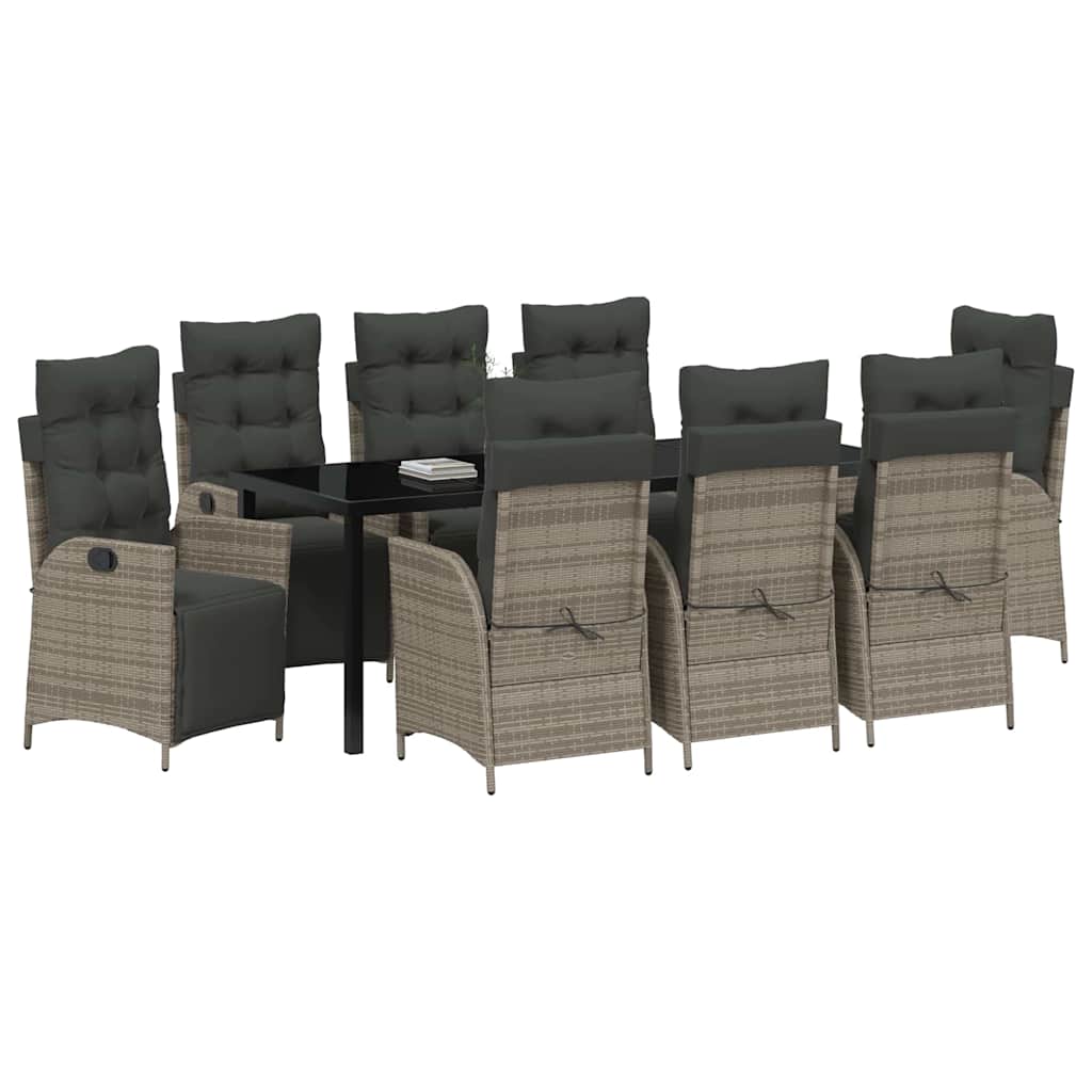 Have Spisebordssæt med pude 9 pcs Grå polyrattan