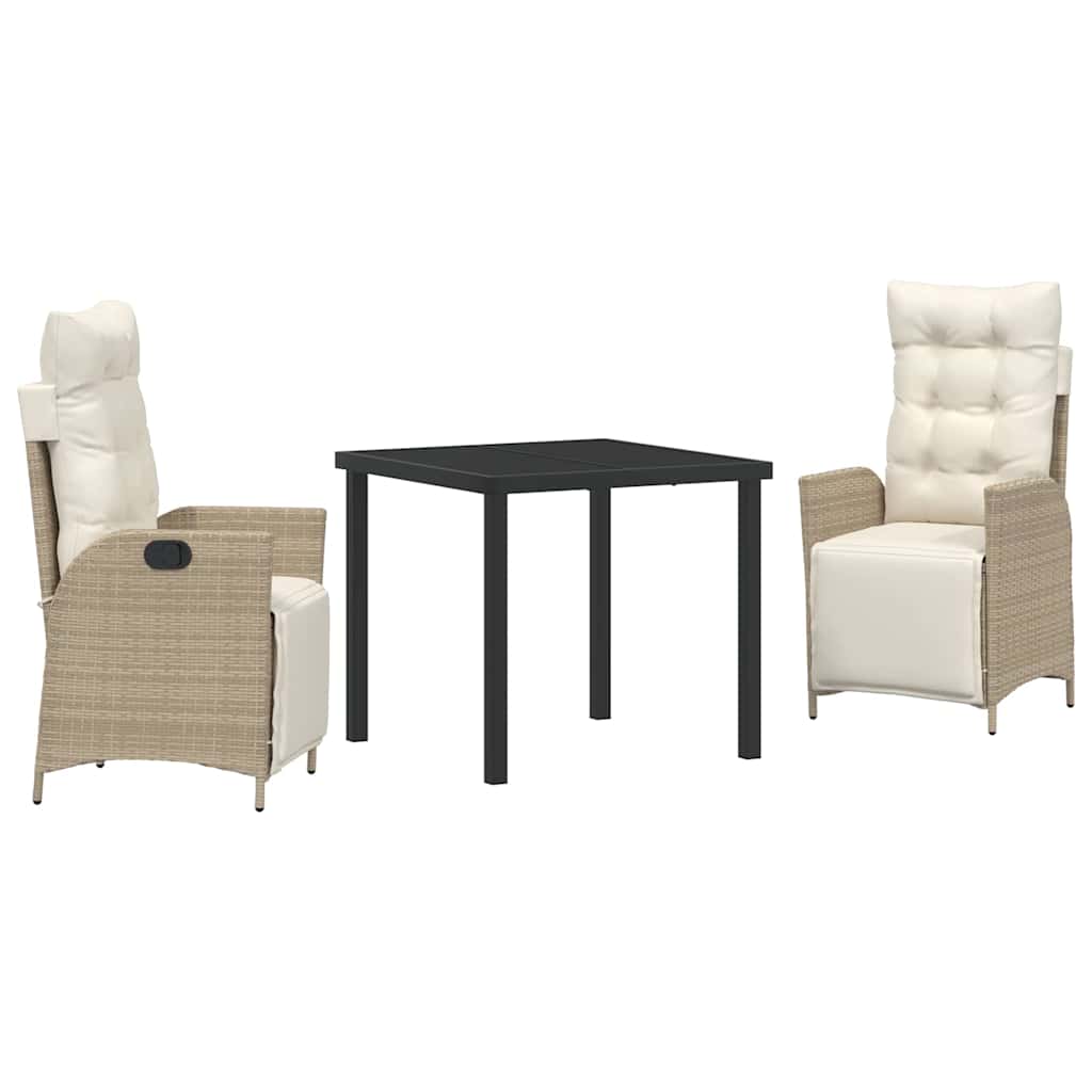 Have Spisebordssæt med pude 3 pcs Beige polyrattan