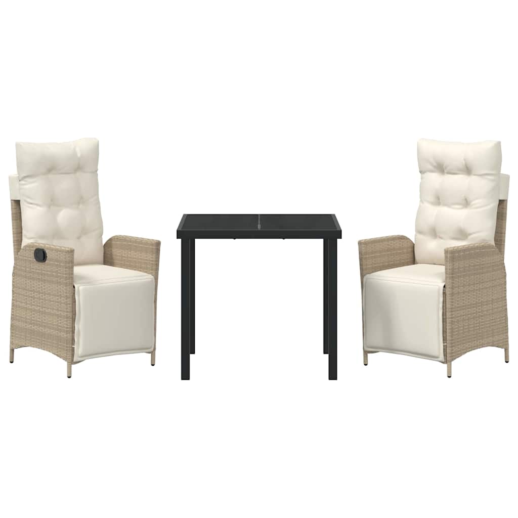 Have Spisebordssæt med pude 3 pcs Beige polyrattan