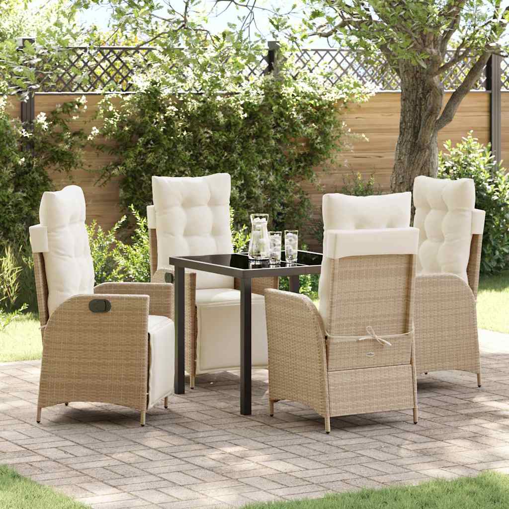 Have Spisebordssæt med pude 5 pcs Beige polyrattan