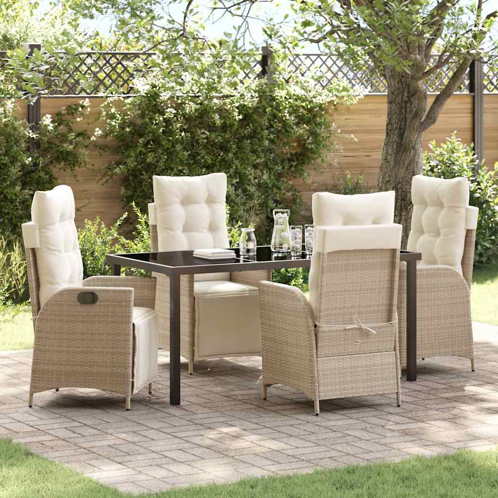 Have Spisebordssæt med pude 5 pcs Beige polyrattan