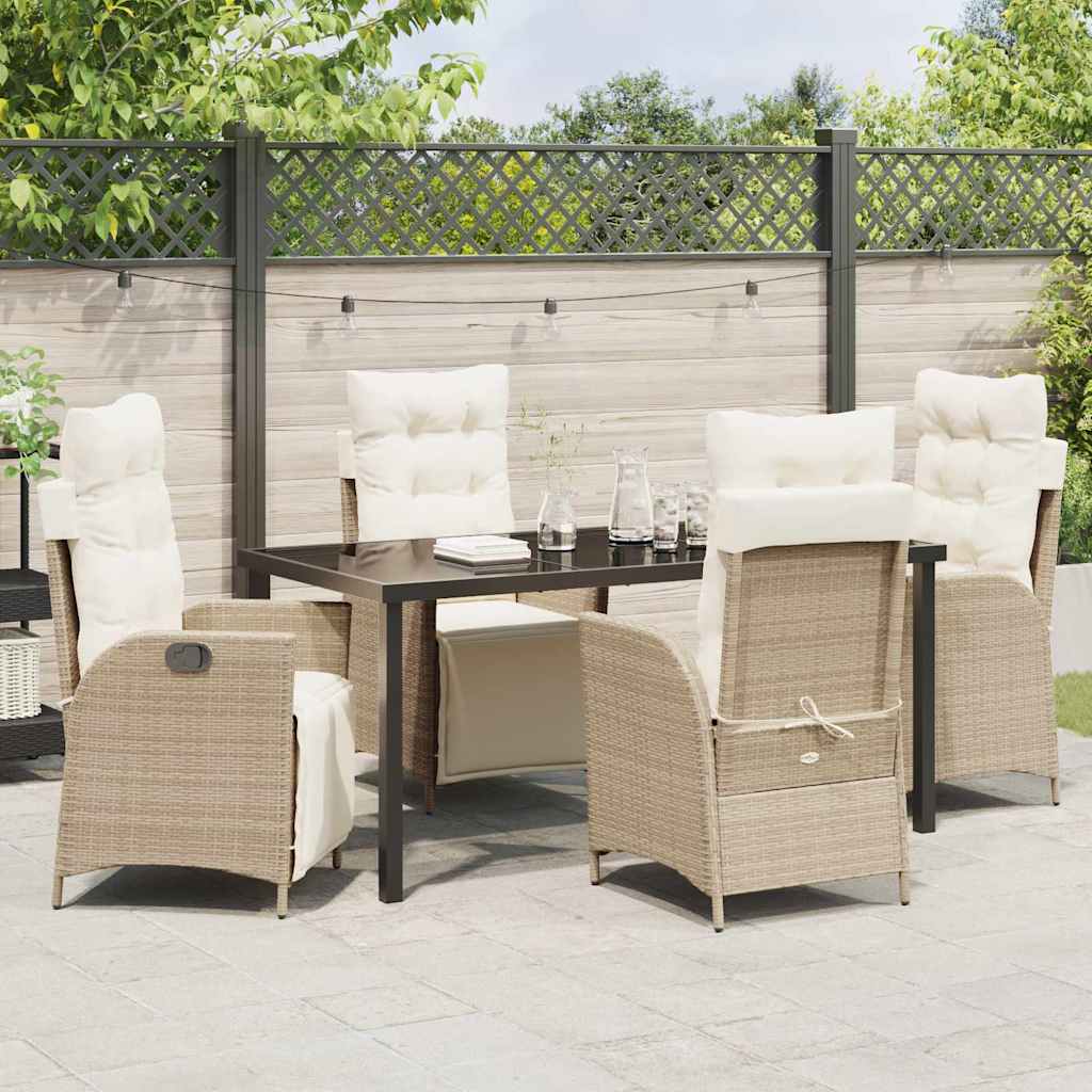 Have Spisebordssæt med pude 5 pcs Beige polyrattan
