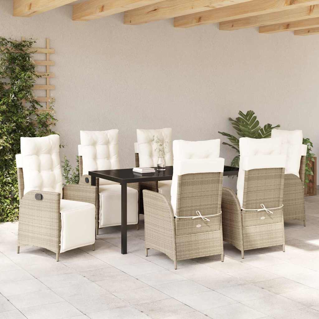 Have Spisebordssæt med pude 7 pcs Beige polyrattan