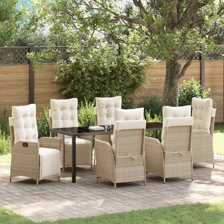 Have Spisebordssæt med pude 7 pcs Beige polyrattan