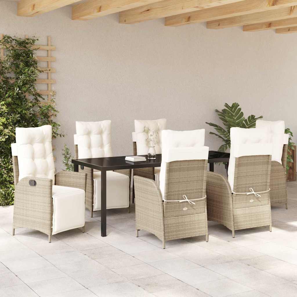 Have Spisebordssæt med pude 7 pcs Beige polyrattan