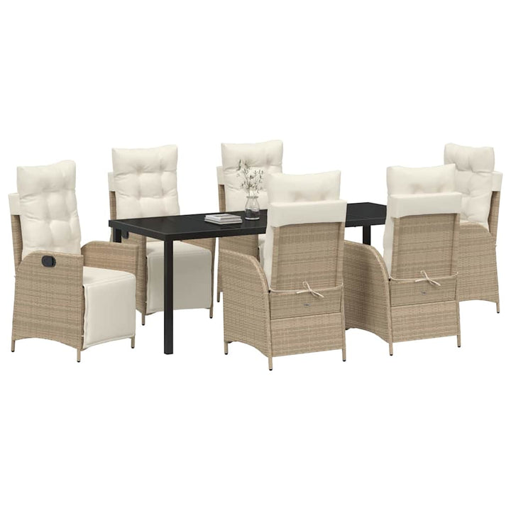 Have Spisebordssæt med pude 7 pcs Beige polyrattan