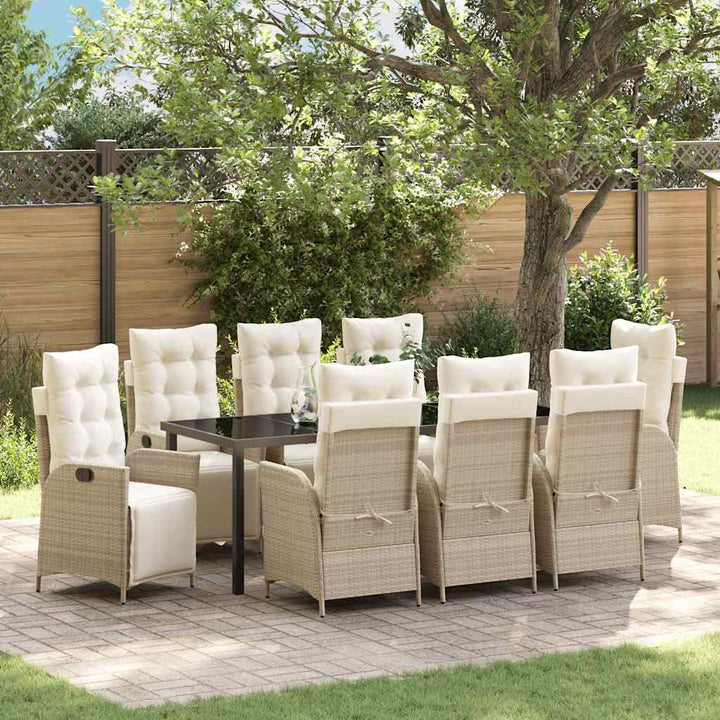 Have Spisebordssæt med pude 9 pcs Beige polyrattan