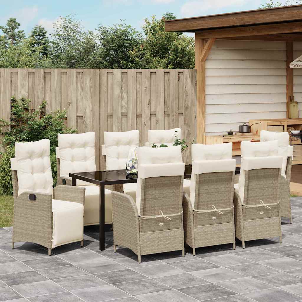 Have Spisebordssæt med pude 9 pcs Beige polyrattan