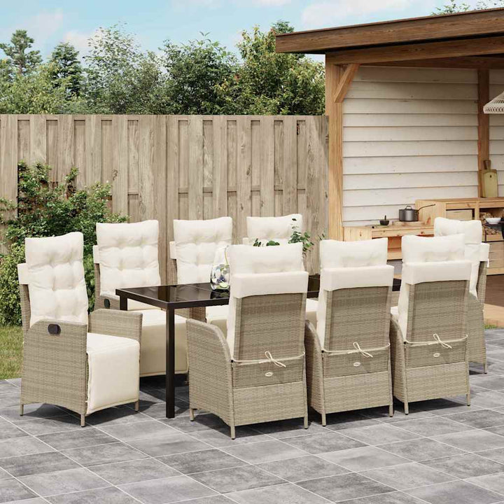 Have Spisebordssæt med pude 9 pcs Beige polyrattan