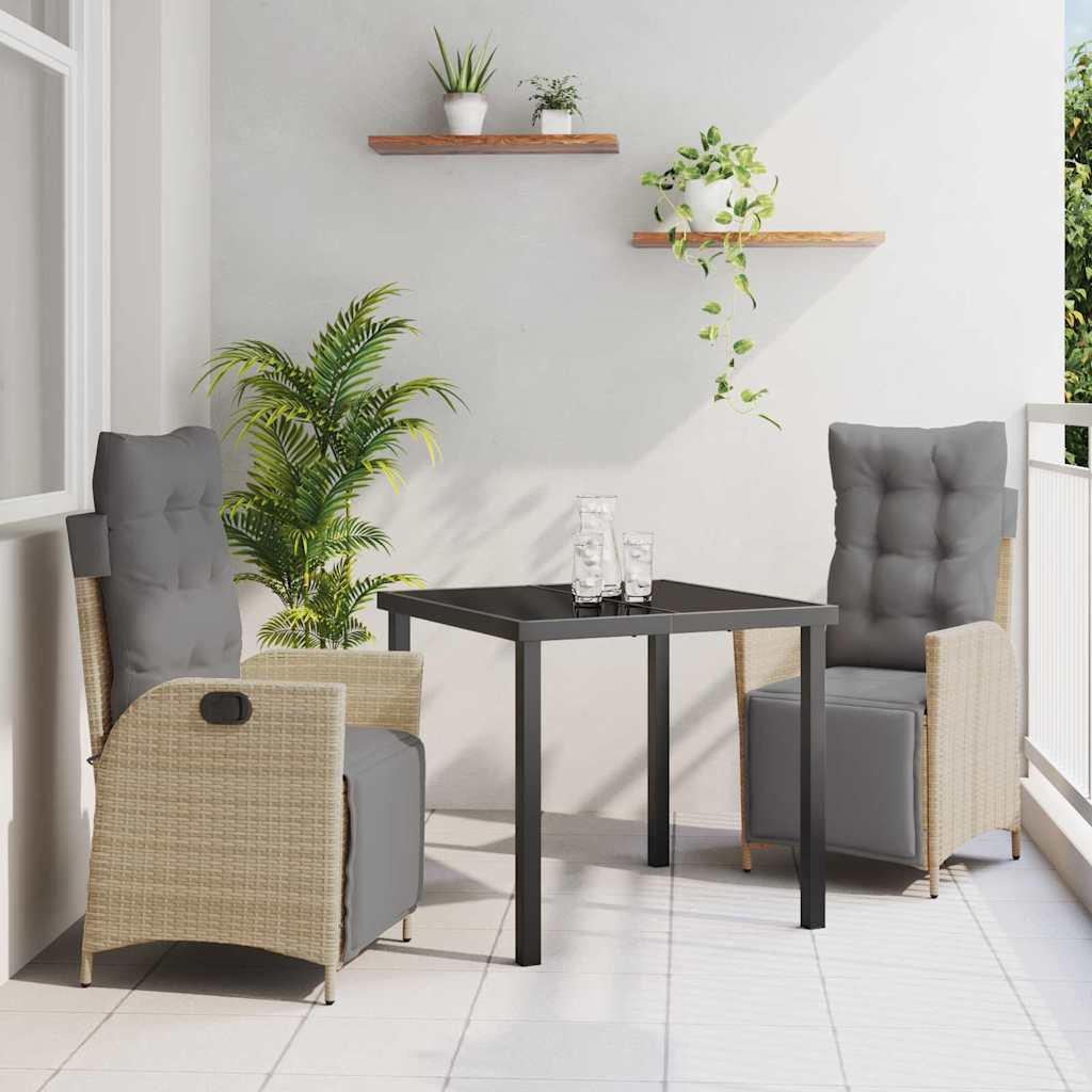 Have Spisebordssæt med pude 3 pcs Beige polyrattan