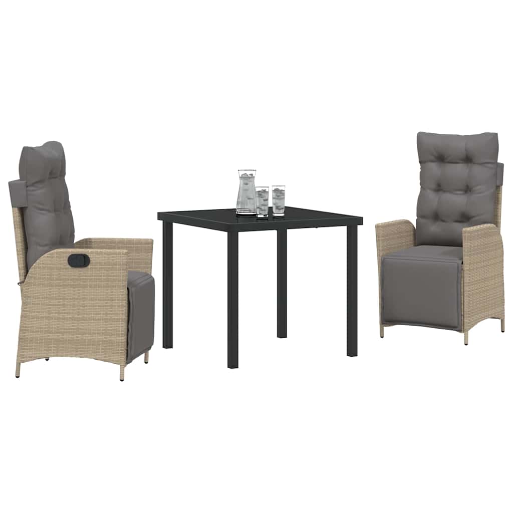 Have Spisebordssæt med pude 3 pcs Beige polyrattan