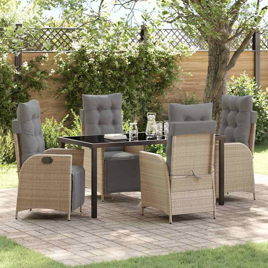 Have Spisebordssæt med pude 5 pcs Beige polyrattan