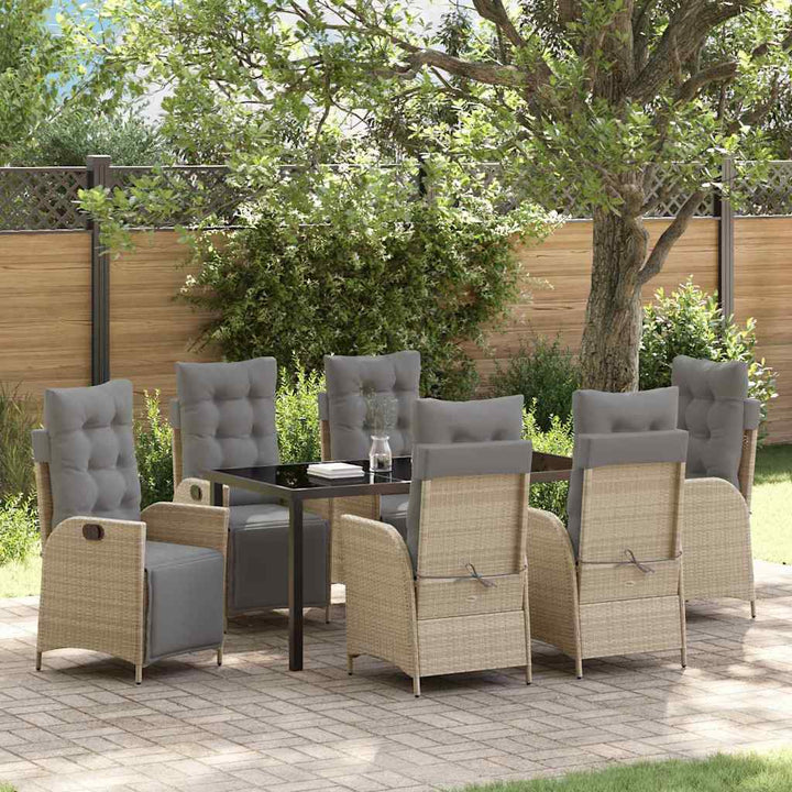 Have Spisebordssæt med pude 7 pcs Beige polyrattan