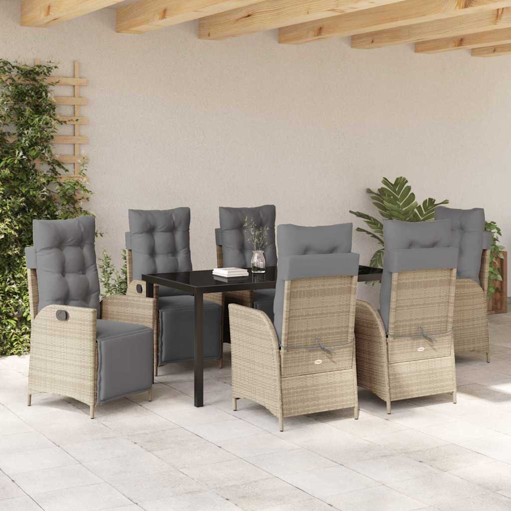 Have Spisebordssæt med pude 7 pcs Beige polyrattan