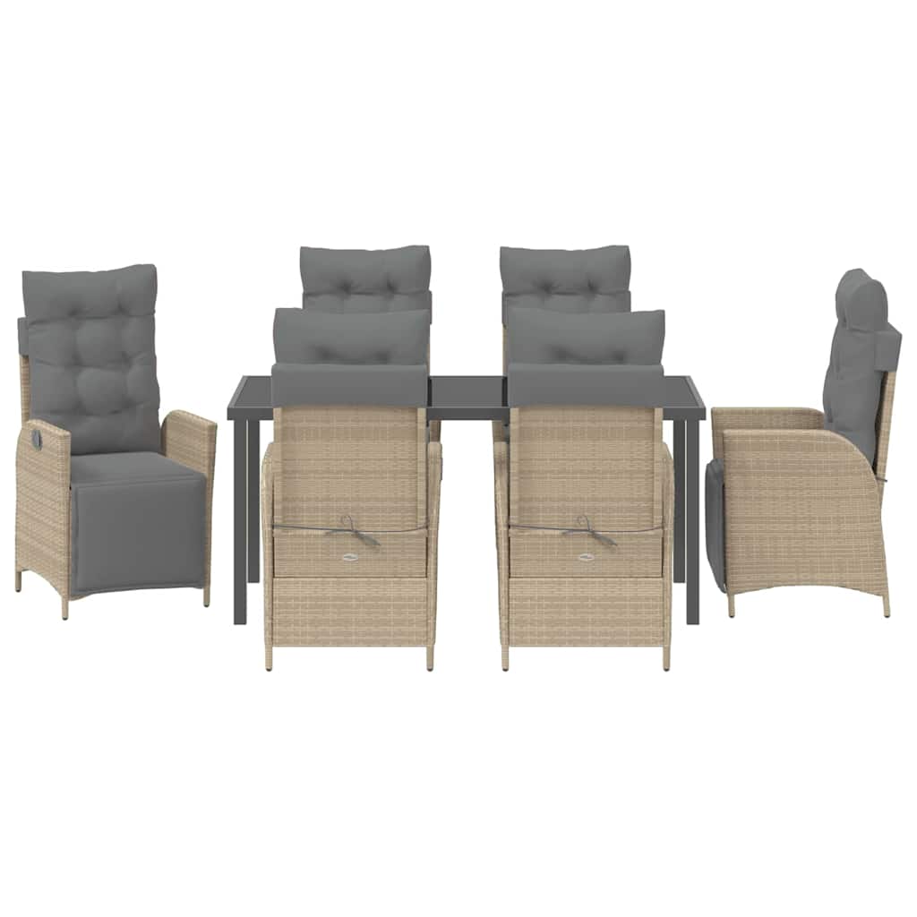 Have Spisebordssæt med pude 7 pcs Beige polyrattan