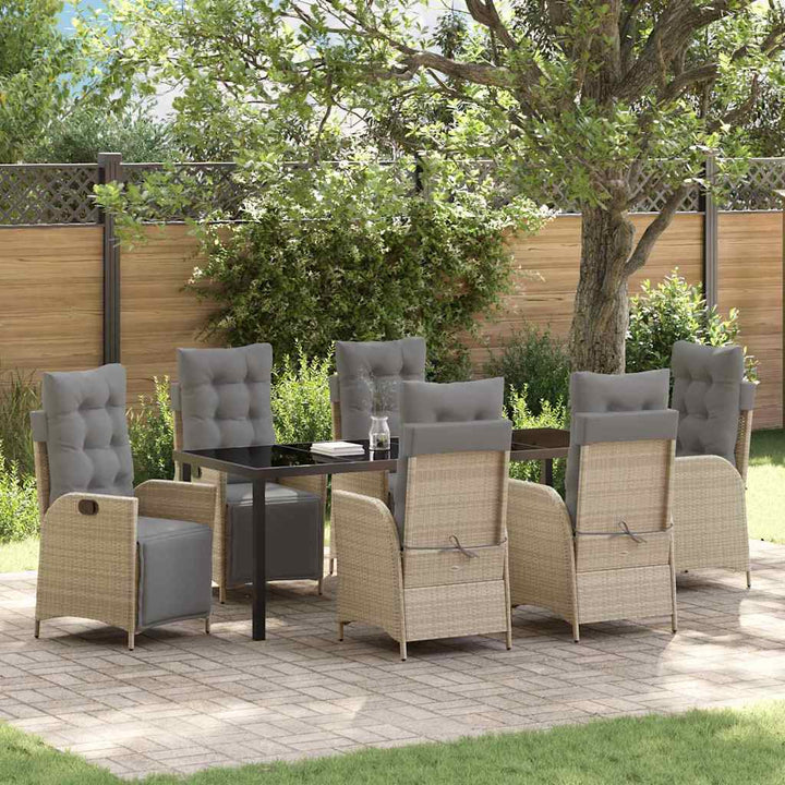 Have Spisebordssæt med pude 7 pcs Beige polyrattan