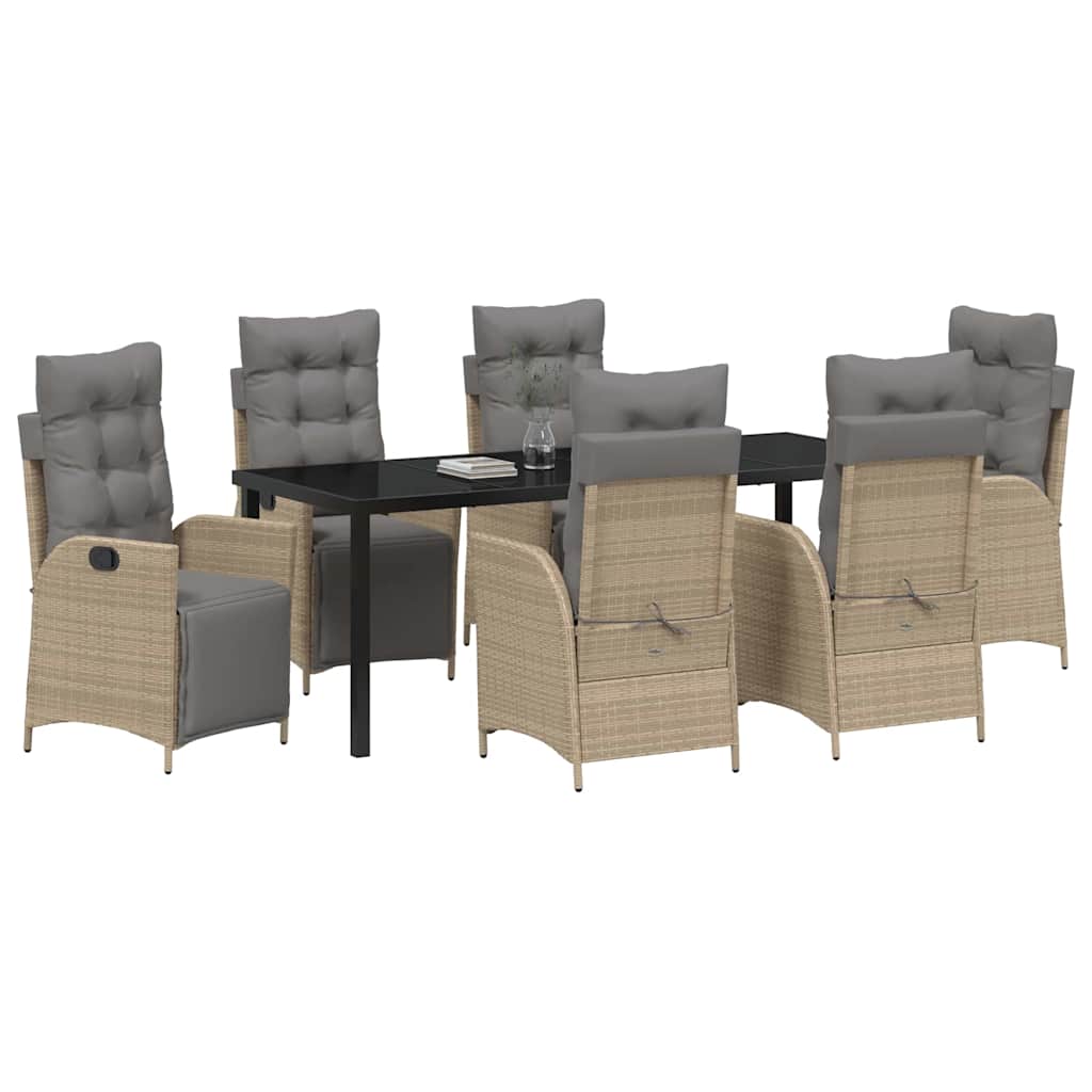 Have Spisebordssæt med pude 7 pcs Beige polyrattan