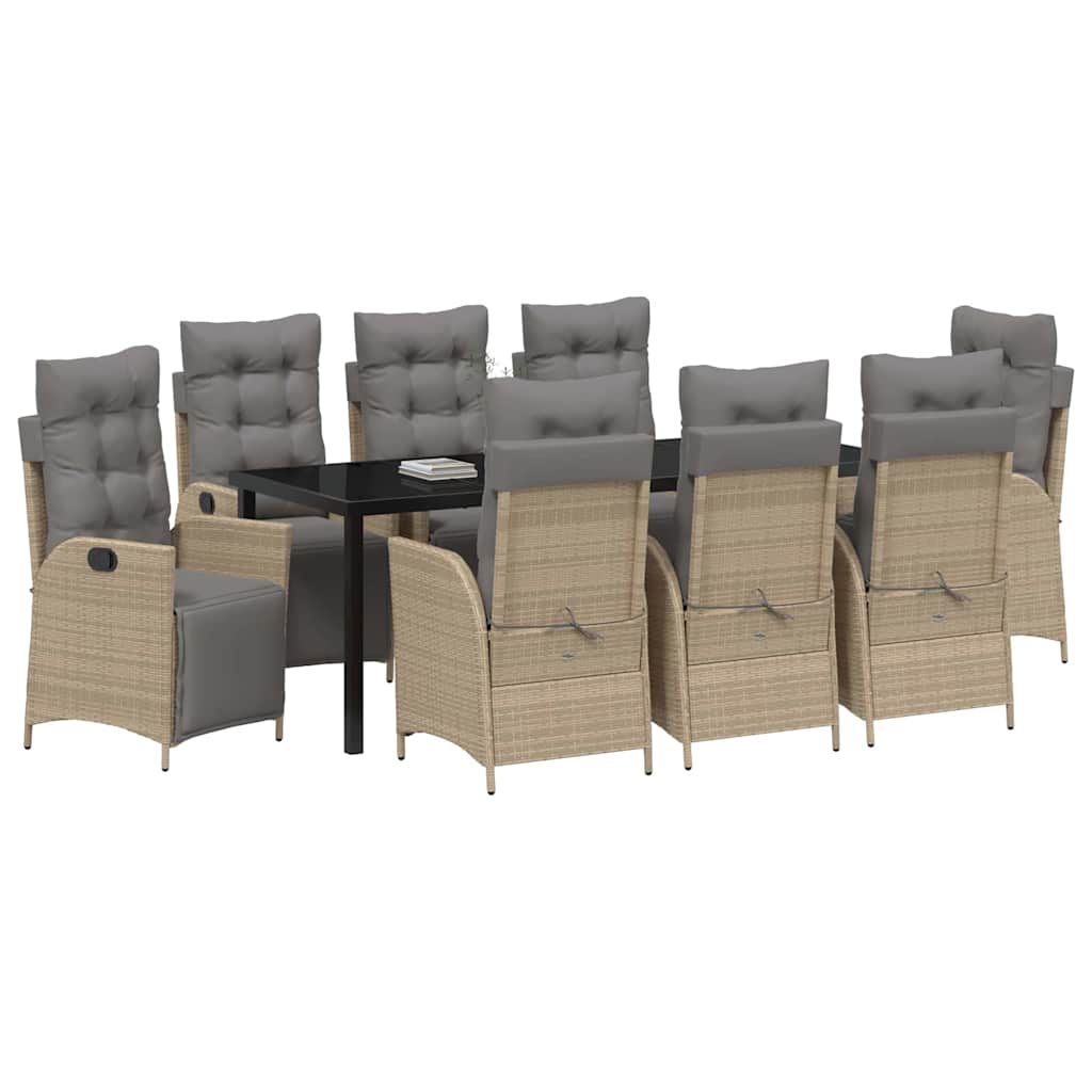 Have Spisebordssæt med pude 9 pcs Beige polyrattan